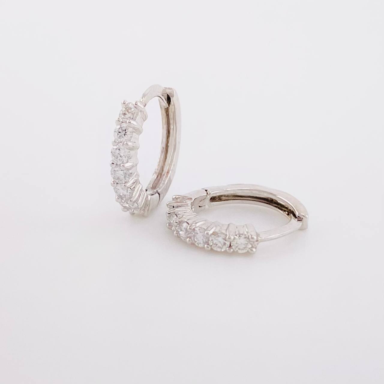 Hoop Earrings Carril Diamonds 34pts 1.7g / 1/2 in 18K White Gold