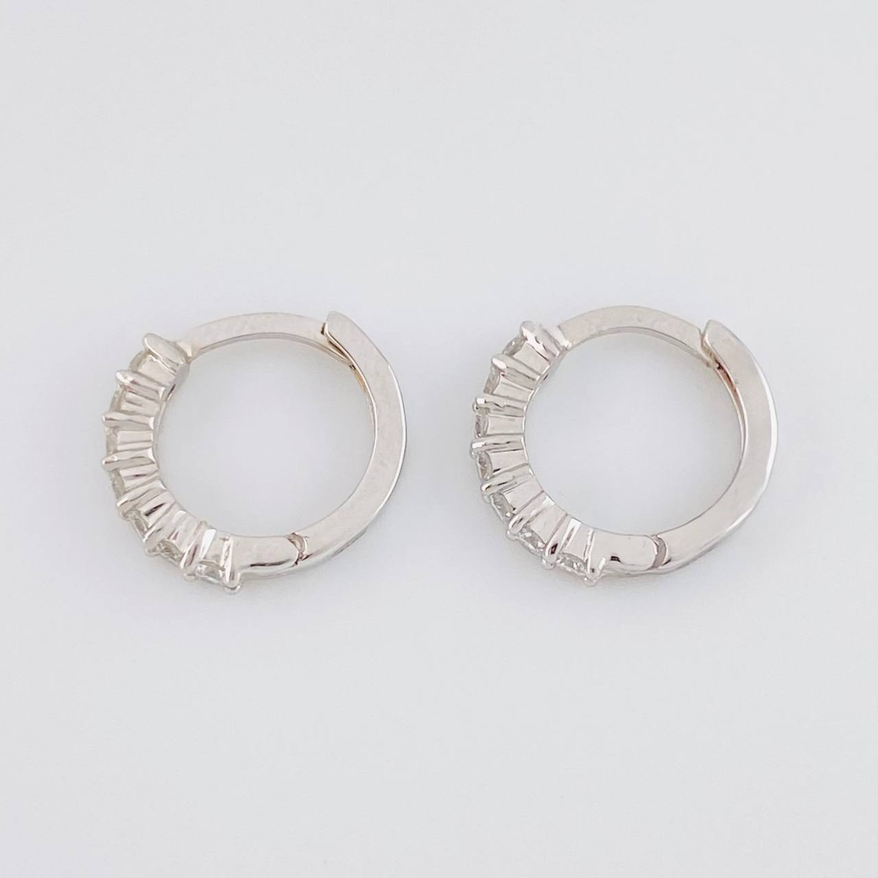 Hoop Earrings Carril Diamonds 34pts 1.7g / 1/2 in 18K White Gold