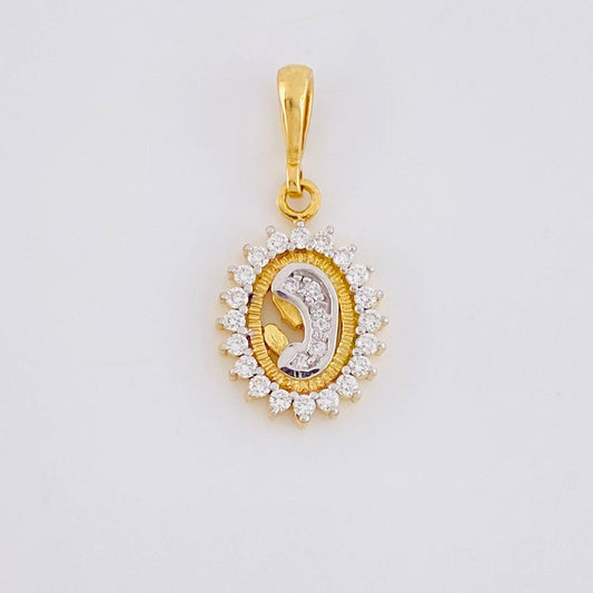 Pendant Virgin Mary Diamonds 19pts 1.25g / 3/4 in 18K Yellow Gold