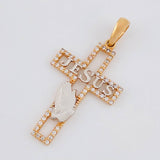Dije Cruz Jesus 2.15gr / 3.6cm / Circones Blancos Dos Oros Blanco Rosa