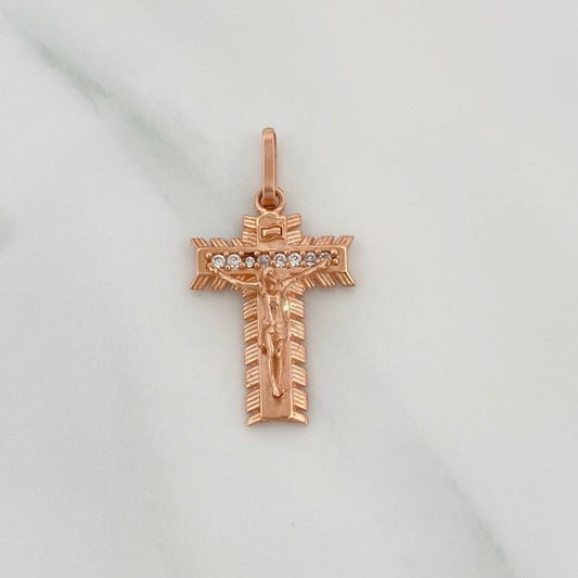 Dije Cruz 2.1gr / 1 in / Oro Rosa 18K &