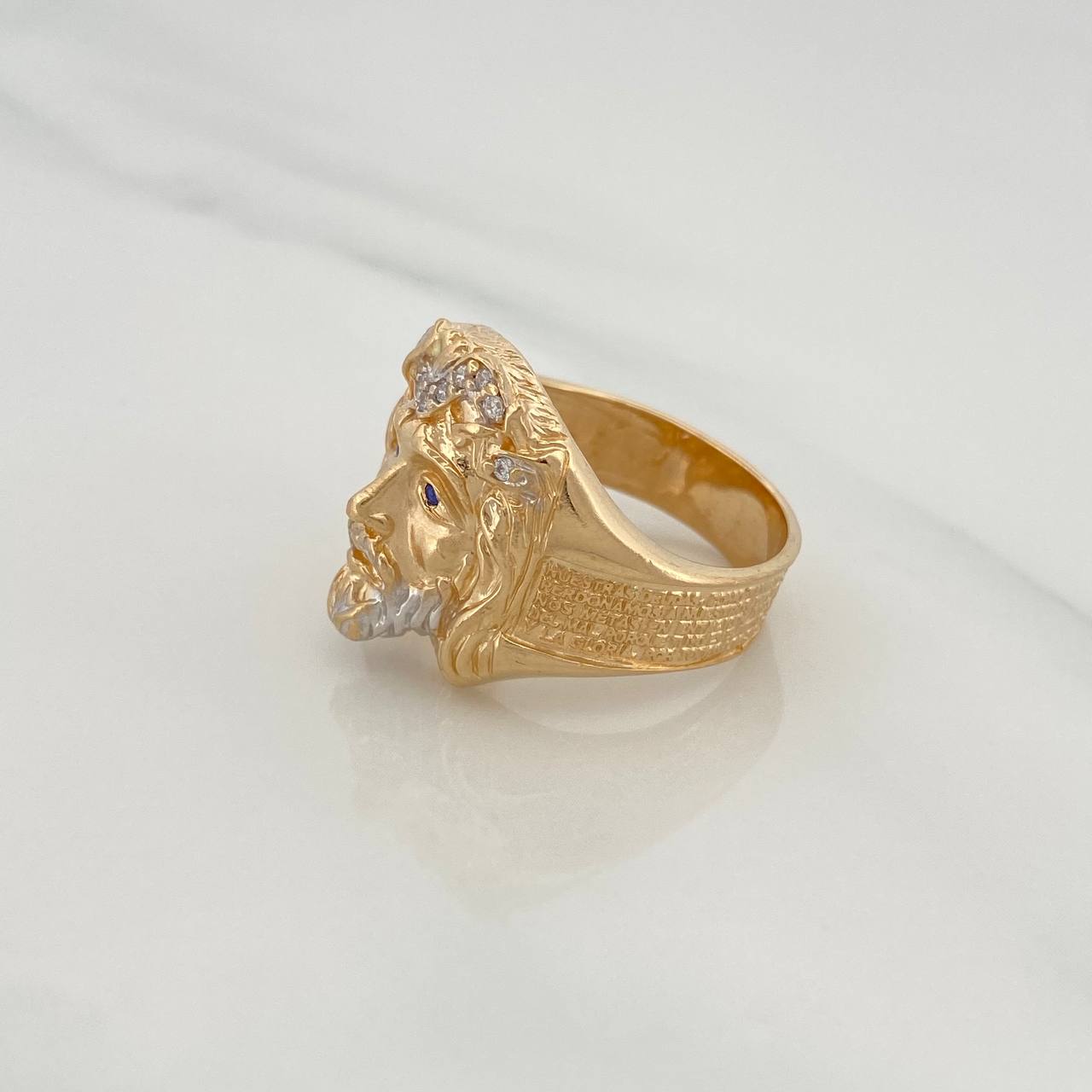 Anillo Rostro Cristo 11.55gr / T10 1/2 / Dos Oros Amarillo Blanco 18K $
