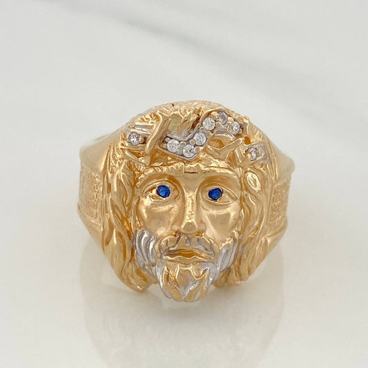 Anillo Rostro Cristo 11.55gr / T10 1/2 / Dos Oros Amarillo Blanco 18K $