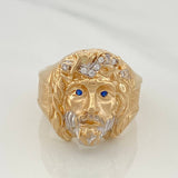 Anillo Rostro Cristo 11.55gr / T10 1/2 / Dos Oros Amarillo Blanco 18K $