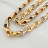 Cadena Rustica Espiga 9.95gr / 19 in / 4.7mm Dos Oros Amarillo Blanco 18K $