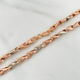 Cadena Rustica Espiga 10.85gr / 20 3/4 in / 4.9mm Dos Oros Blanco Rosa 18K $