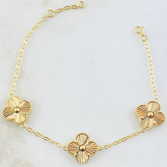 Pulso Aro Seguido Trebol 7.9gr / 17cm-19cm / Oro Amarillo Nac.Esp. 18K !