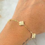 Classic Link Bracelet Clover 5.15gr / 6.7in-7.5in / 18K Gold +0$