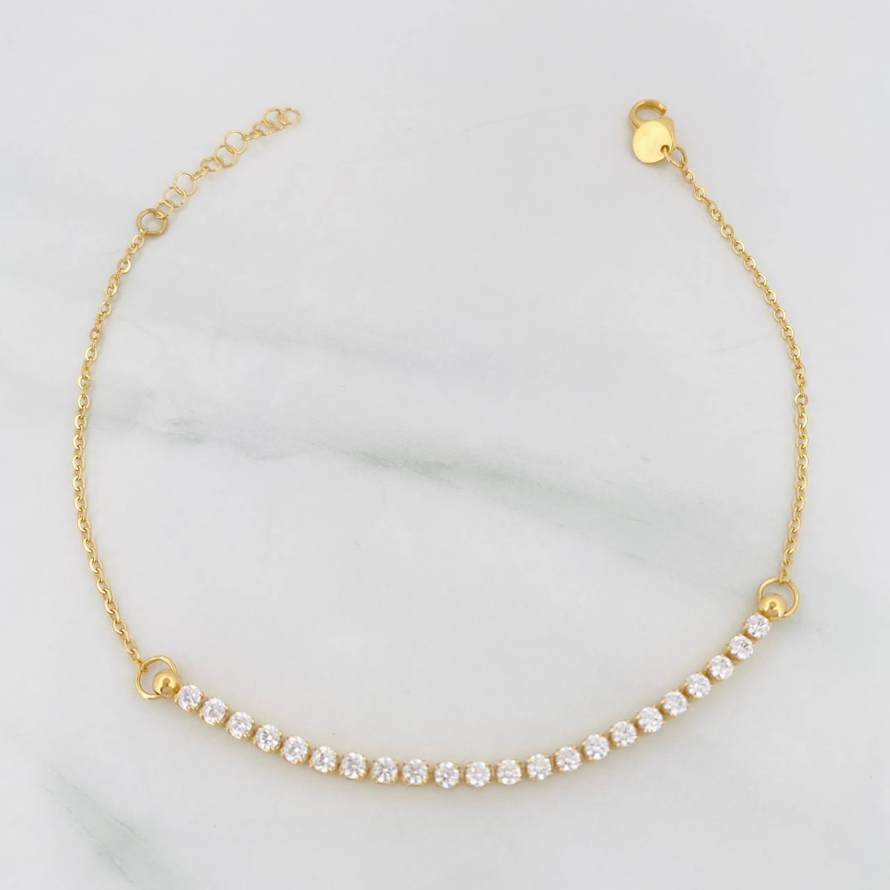 Pulso Modulable Tennis Aro Seguido 1.9g / 6 3/4 in - 7 1/2 in / 2.1mm Oro Amarillo 18K