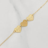 Pulso Modulable Aro Seguido Corazones 1.05g / 6 1/2 in - 7 1/4 in / 1mm Oro Amarillo 18K