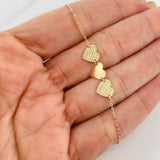 Pulso Modulable Aro Seguido Corazones 1.05g / 6 1/2 in - 7 1/4 in / 1mm Oro Amarillo 18K