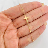 Pulso Modulable Aro Seguido Cruz 1.5g / 7 in - 6 3/4 in / 1mm Oro Amarillo 18K