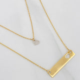 Cadena Aro Seguido Placa Corazon 2.4g / 18 in / 1mm Dos Oros Amarillo Blanco 18K
