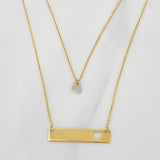 Cadena Aro Seguido Placa Corazon 2.4g / 18 in / 1mm Dos Oros Amarillo Blanco 18K
