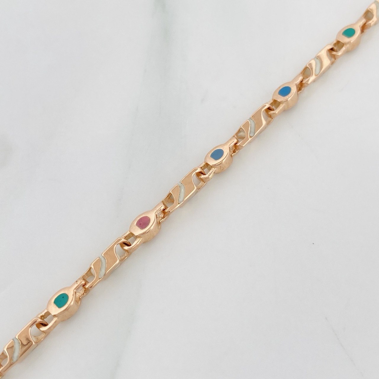Tobillera Rustico Rombos 10.9g / 10 1/4 in / 2.8mm Oro Rosa 18K
