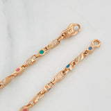 Tobillera Rustico Rombos 10.9g / 10 1/4 in / 2.8mm Oro Rosa 18K