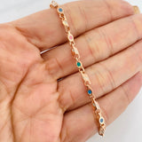 Tobillera Rustico Rombos 10.9g / 10 1/4 in / 2.8mm Oro Rosa 18K