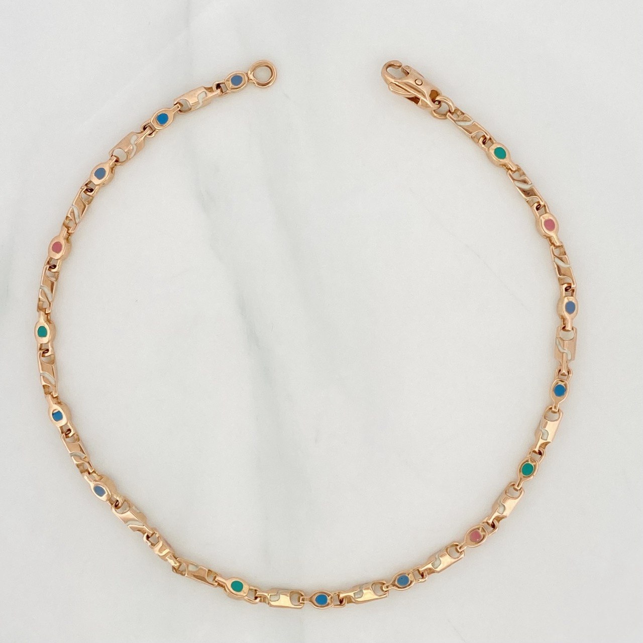 Tobillera Rustico Rombos 10.9g / 10 1/4 in / 2.8mm Oro Rosa 18K