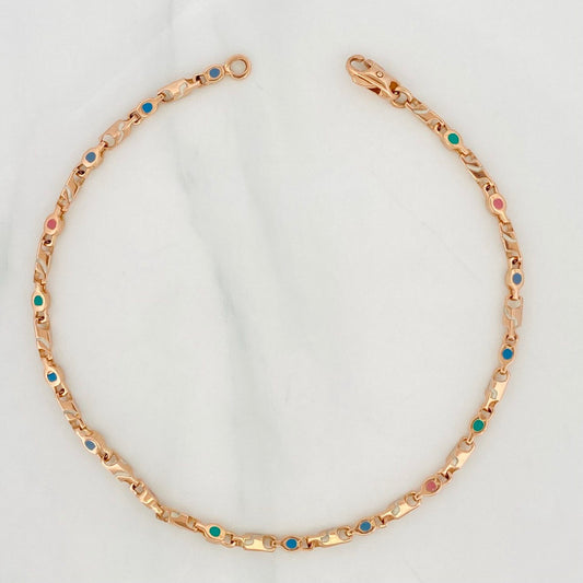 Rustic Rhombus Anklet 10.9g / 10 1/4 in / 2.8mm 18K Rose Gold