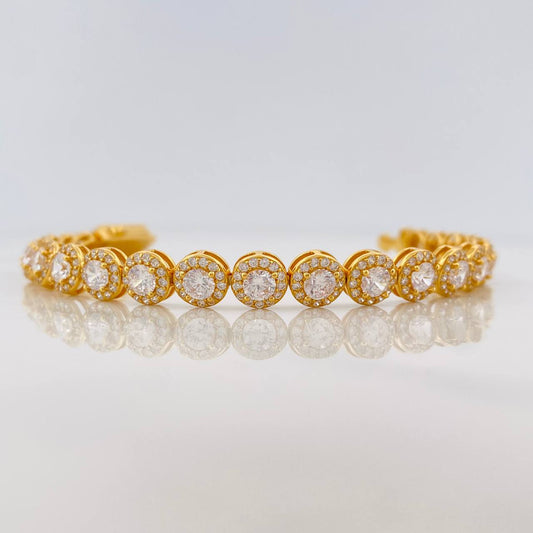 Tennis Bracelet Circular 15.25g / 7 in / 7mm Silver Vermeil 925
