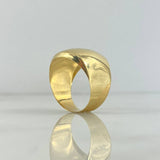 Smooth Signet Ring 7.1gr / Size 5 3/4 / White Zircons 18K Yellow Gold