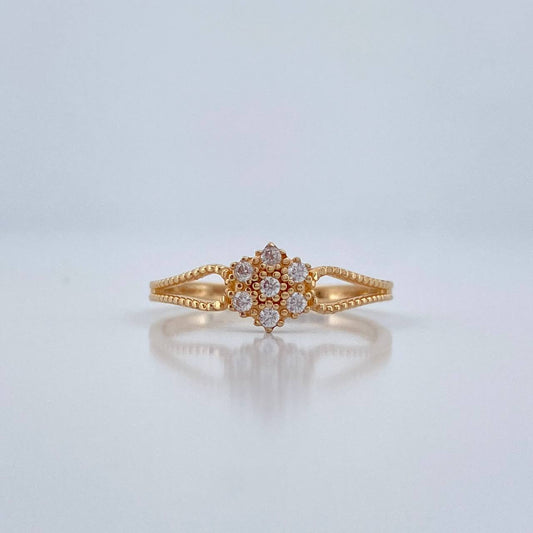Anillo Flor Linea Doble 1.55gr / T6 3/4 / Oro Amarillo 18K %