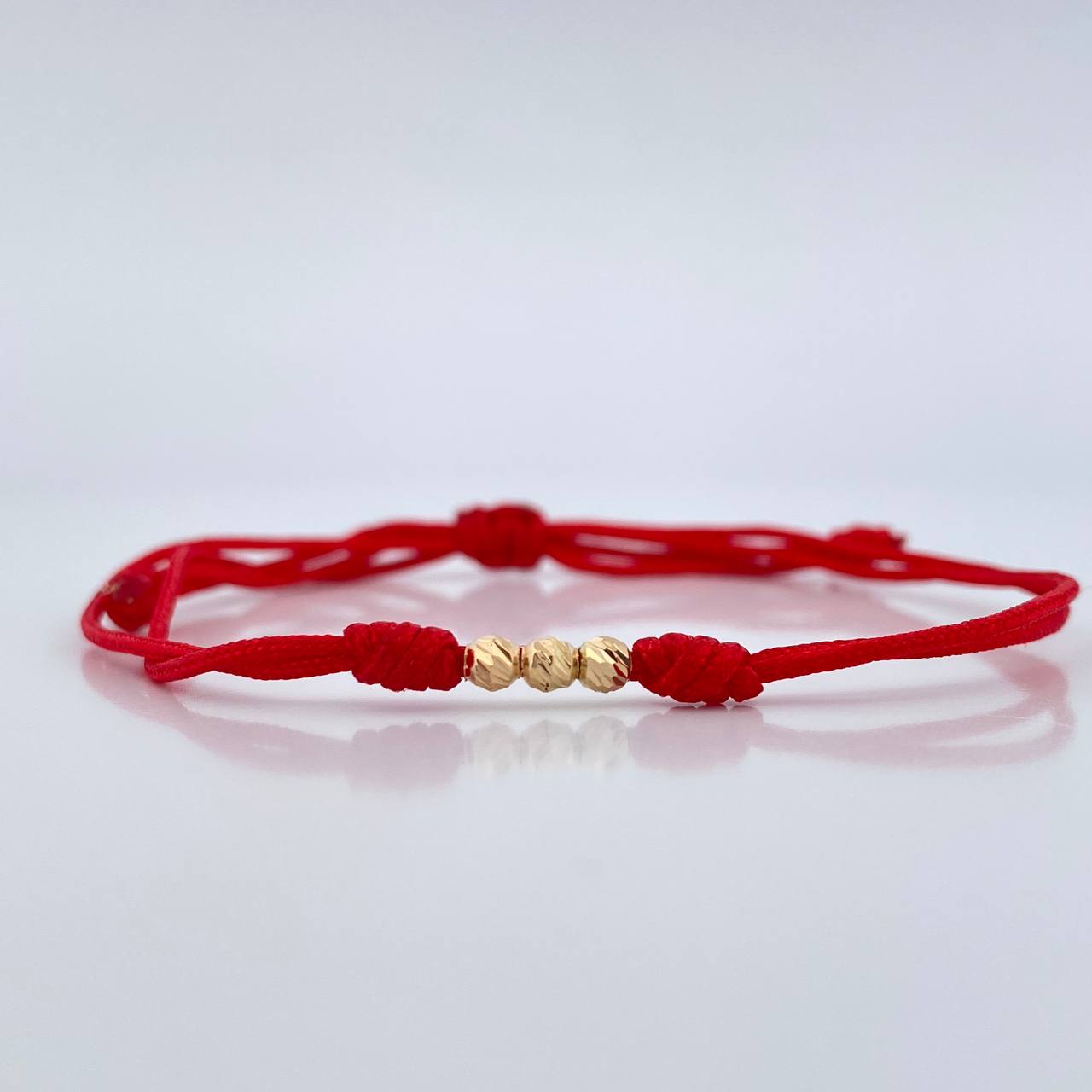 Pulsera Tejida Roja 0.25gr / 3mm Oro Amarillo 18K %