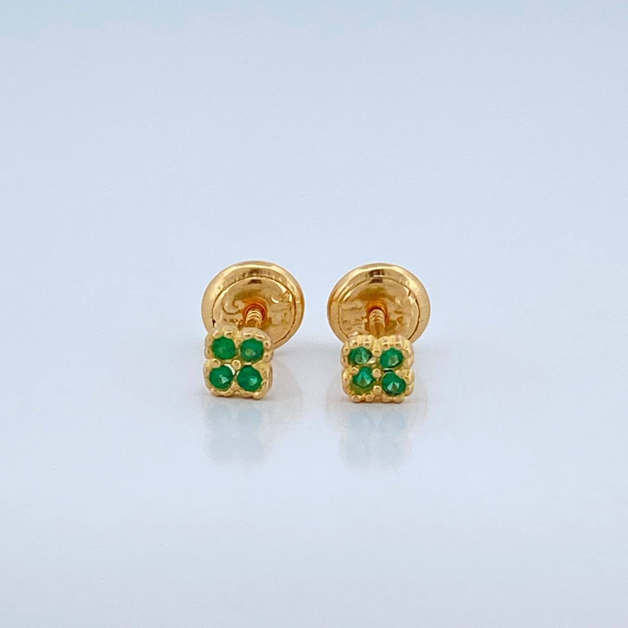 Clover Stud Earrings 0.6gr / 3.6mm 18K Yellow Gold %