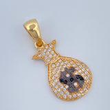 Dije Bolsa de Dinero 2.7gr / 1 1/4 in / Dos Oros Negro Amarillo 18K %