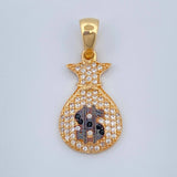 Dije Bolsa de Dinero 2.7gr / 1 1/4 in / Dos Oros Negro Amarillo 18K %