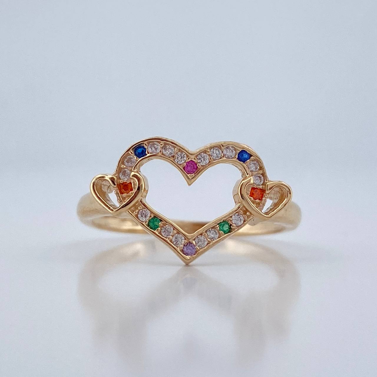 Anillo Corazones 2.1gr / T6 3/4 / Oro Amarillo 18K %