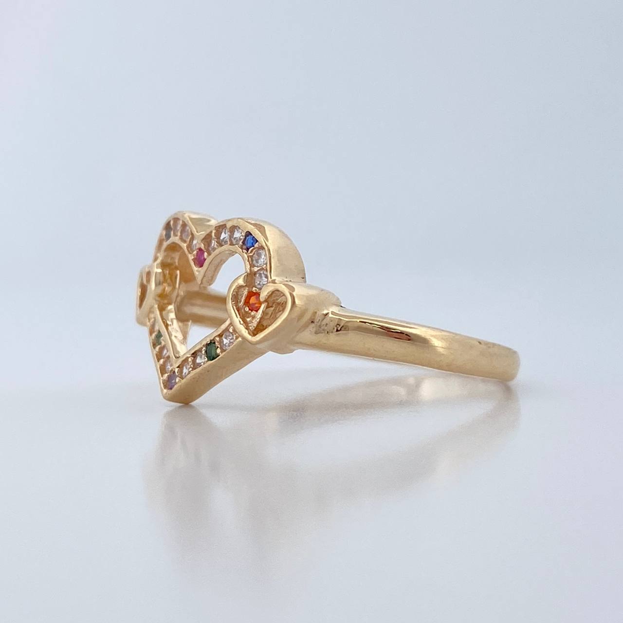 Anillo Corazones 2.1gr / T6 3/4 / Oro Amarillo 18K %
