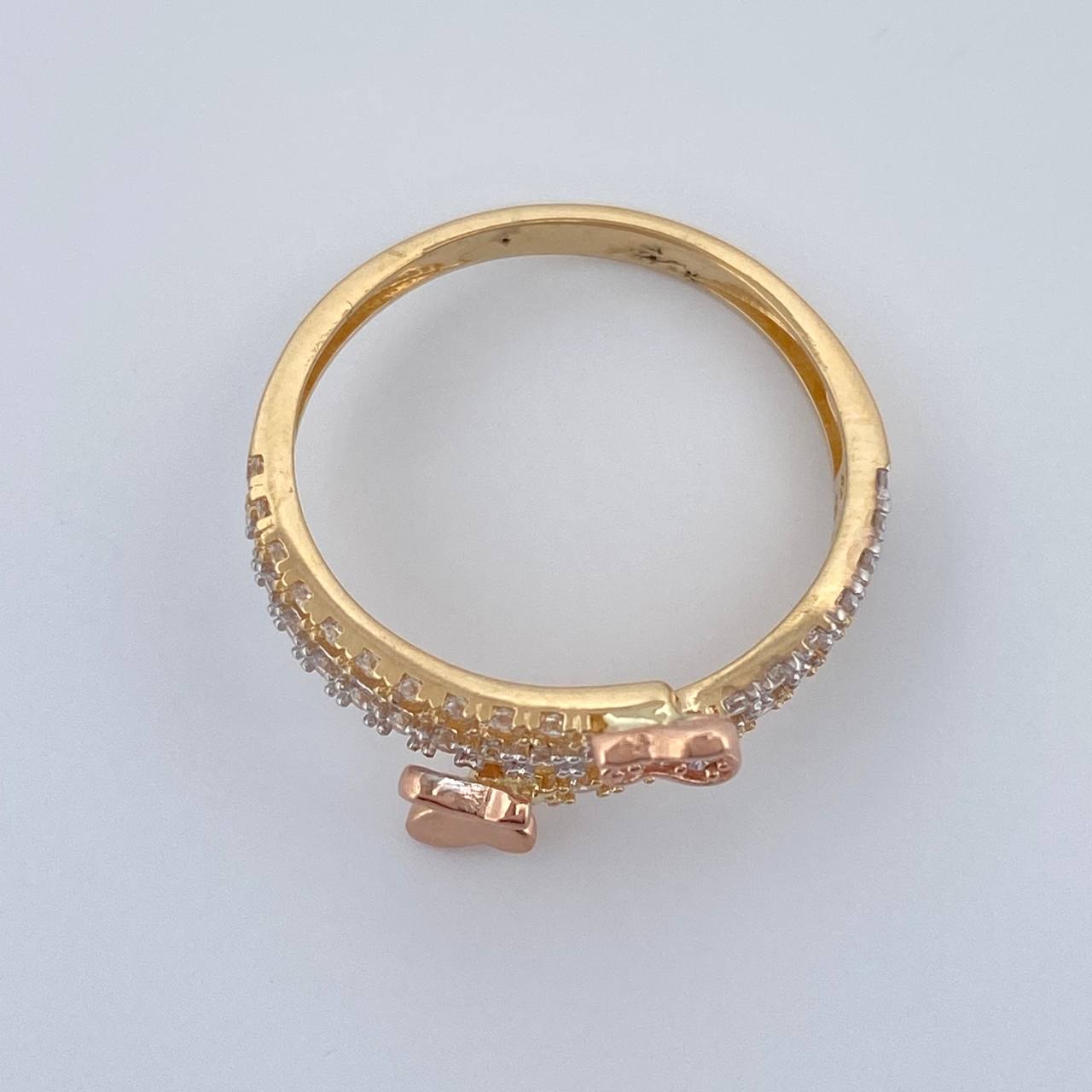 Anillo Mariposa Doble Carril 2.6gr / T7 1/4 / Tres Oros 18K %