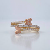 Anillo Mariposa Doble Carril 2.6gr / T7 1/4 / Tres Oros 18K %
