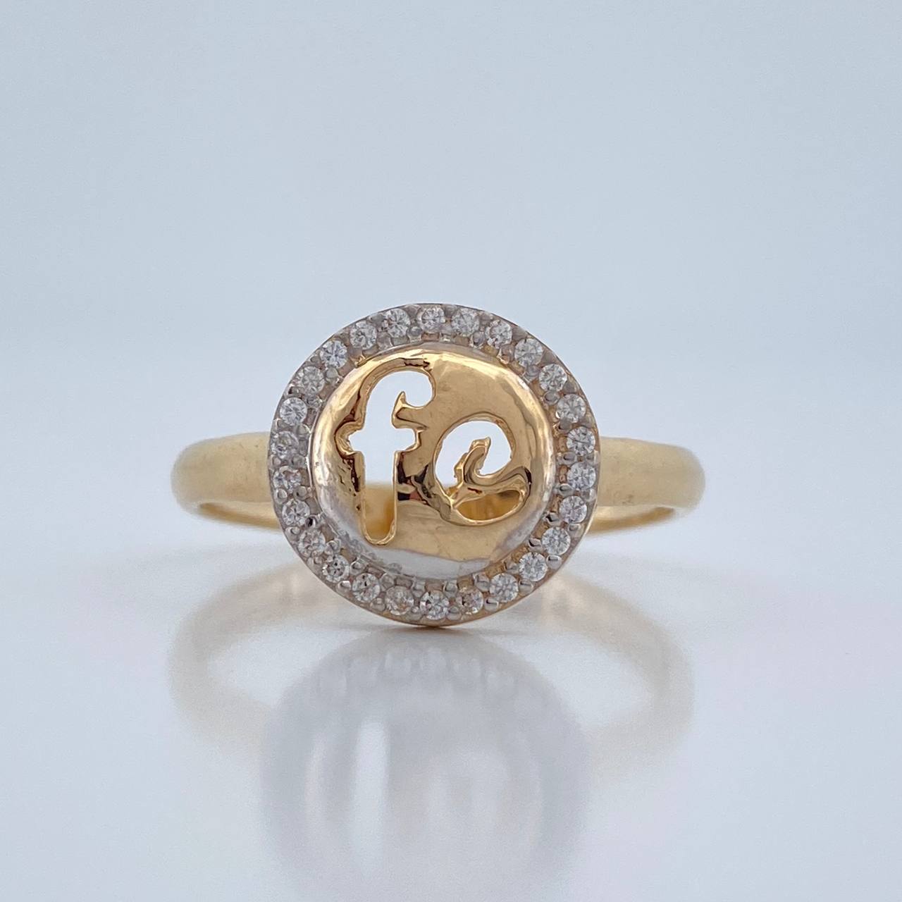 Anillo Fe 2.5gr / T7 3/4 / Dos Oros Amarillo Blanco 18K %