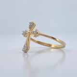 Anillo Cruz 2.05gr / T7 3/4 / Dos Oros Amarillo Blanco 18K %