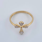 Anillo Cruz 2.05gr / T7 3/4 / Dos Oros Amarillo Blanco 18K %