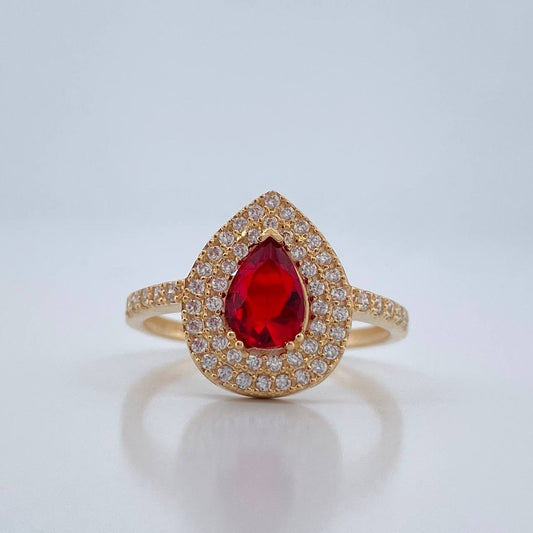 Anillo Halo Gota 2.35gr / T7 / Oro Amarillo 18K %