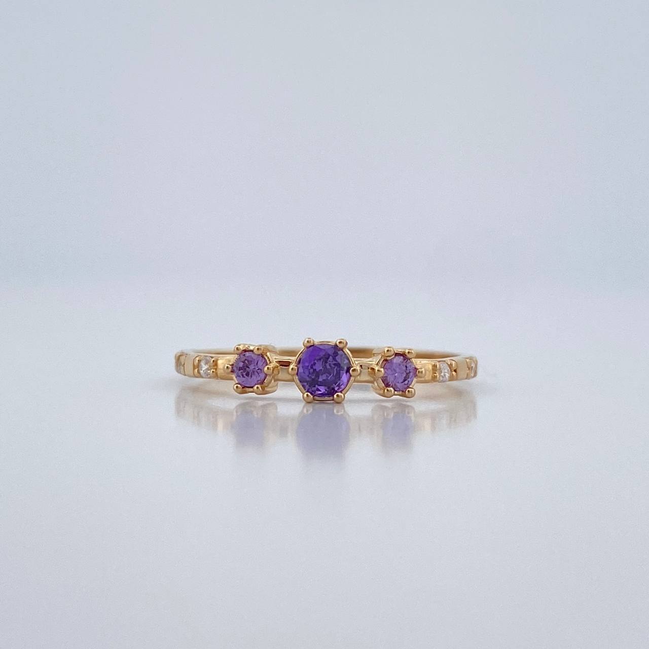 Anillo Solitario Dos Ojos 1.5gr / T6 3/4 / Oro Amarillo 18K %