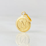 Pendant Circle Letter N 0.45 g / 3/4 in Yellow Gold 18K