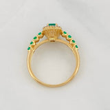 Square Halo Ring Diamonds 10pts Emeralds 20pts 3.6g / T6 3/4 Two Golds Yellow White 18K