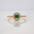 Circular Halo Ring Diamonds 20pts Emerald 0.17pts 1.95g / T5 1/4 Two Golds Yellow White 18K