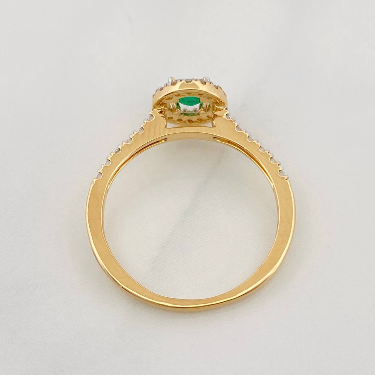 Circular Halo Ring Diamonds 20pts Emerald 0.17pts 1.95g / T5 1/4 Two Golds Yellow White 18K