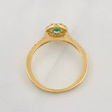 Circular Halo Ring Diamonds 20pts Emerald 0.17pts 1.95g / T5 1/4 Two Golds Yellow White 18K
