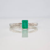 Square Solitaire Emerald Ring 0.42pts 1.95g / T6 3/4 18K White Gold