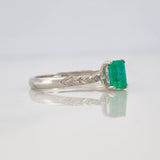 Square Solitaire Emerald Ring 0.42pts 1.95g / T6 3/4 18K White Gold
