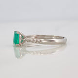 Square Solitaire Emerald Ring 0.42pts 1.95g / T6 3/4 18K White Gold