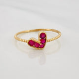Anillo Corazon Rubíes 0.27pts 1.1g / T6 Oro Amarillo 18K