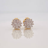 Stud Earrings Dense Flower Diamonds 0.44cts 1.65g / in / 5.98mm Yellow Gold 18K
