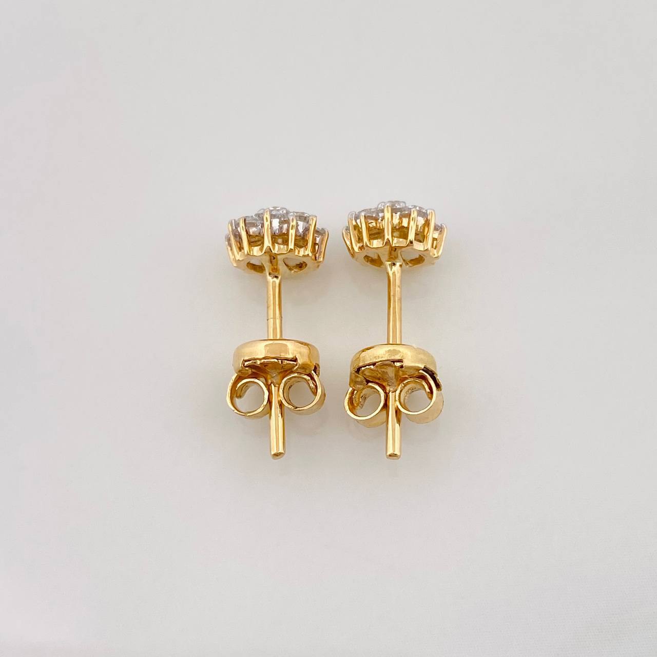 Stud Earrings Dense Flower Diamonds 0.44cts 1.65g / in / 5.98mm Yellow Gold 18K